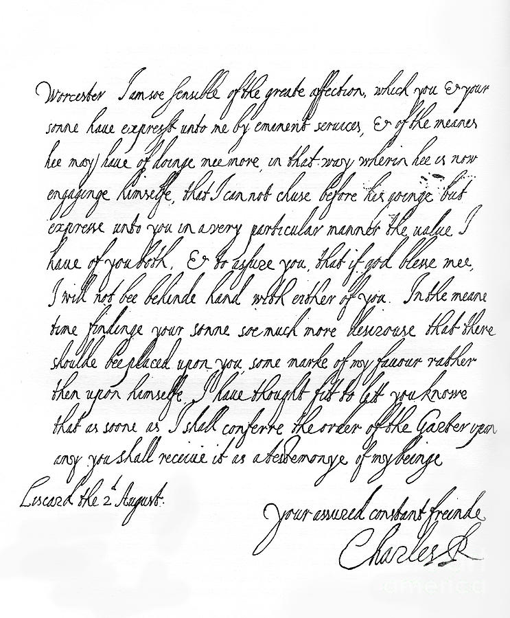 A Letter Written By Charles I, C1644 Drawing by Print Collector