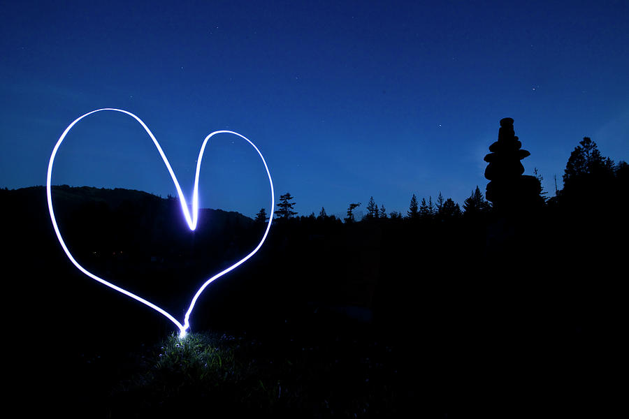 A Light Painting Of A Heart At Sunset Photograph by Patrick Orton