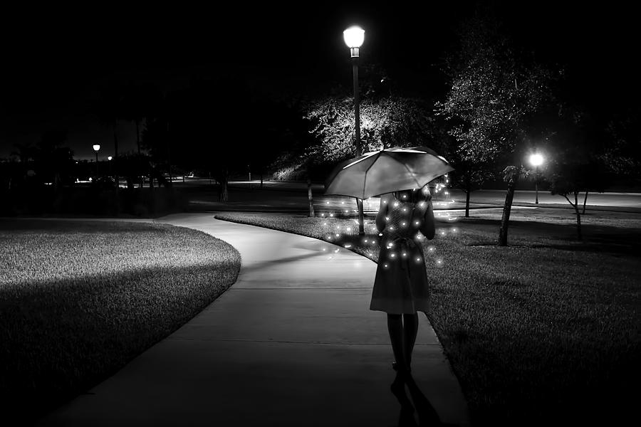 Black And White Photograph - A Light Stroll In the Park by Chrystyne Novack