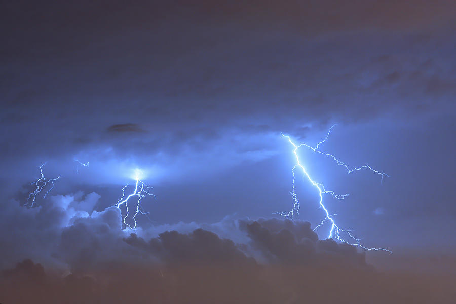 A Lightning Strikes From The Sky During Photograph by Nature247