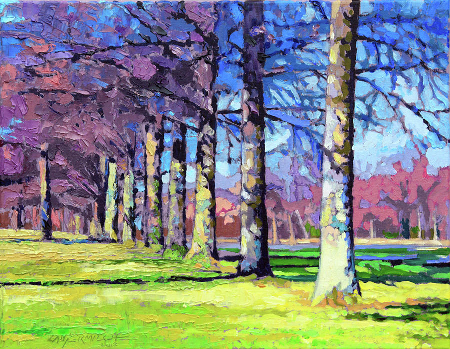 A Line of Pin Oaks Painting by John Lautermilch