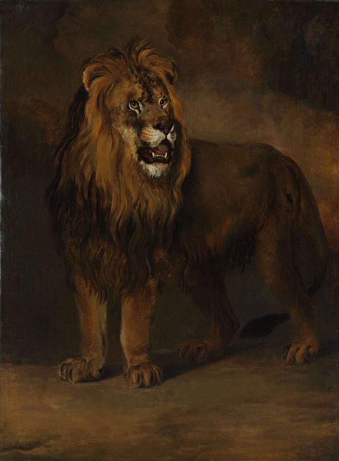 A Lion from the Menagerie of King Louis Napoleon, 1808. Painting by Pieter Gerardus van Os -1776-1839-
