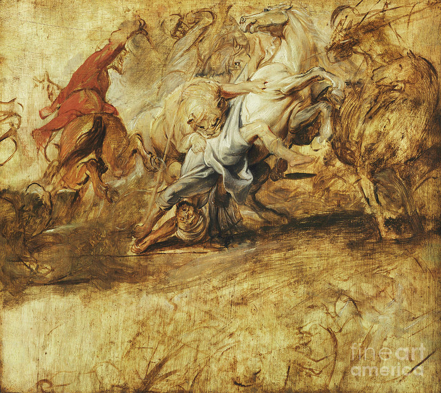 Peter Paul Rubens Painting - A Lion Hunt by Peter Paul Rubens