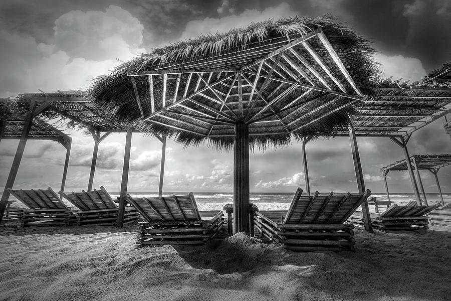 A Little Beach Time in Black and White Photograph by Debra and Dave Vanderlaan