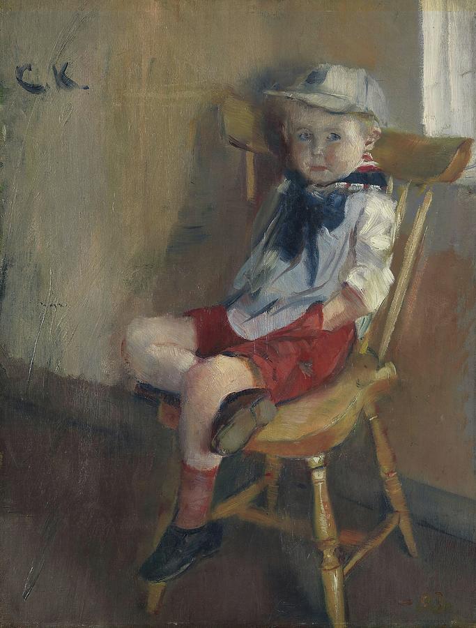 A Little Boy On A Chair Painting by Christian Krohg | Fine Art America