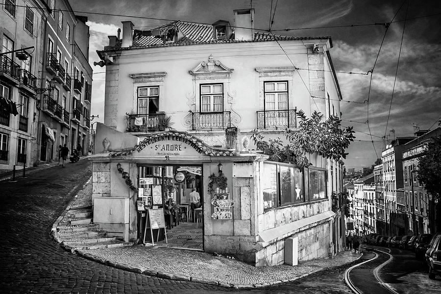 A Little Corner of Lisbon Portugal in Black and White Photograph by Carol Japp
