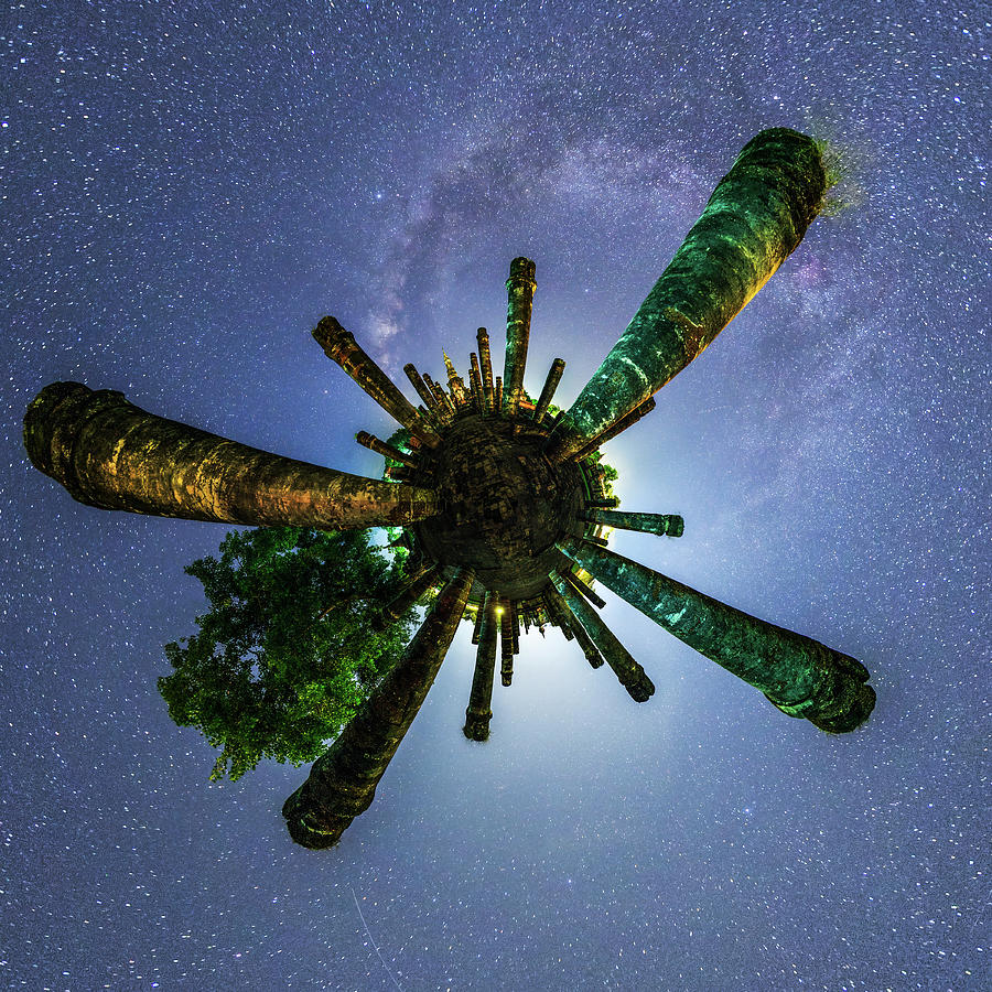Outdoors Photograph - A Little Planet View Of The Milky Way by Jeff Dai