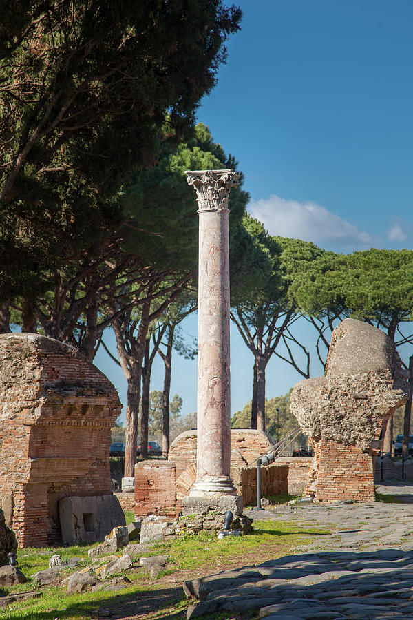 A Lone Column In Ostia Antica Photograph by W Chris Fooshee