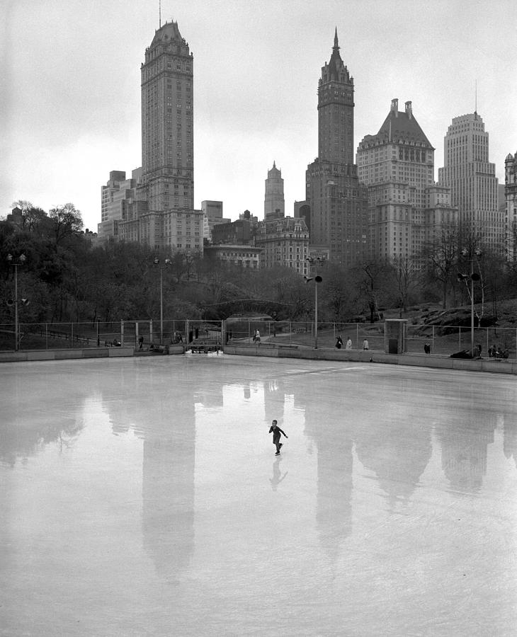 A Lone Skater On Wollman Memorial Rink Photograph by New York Daily News Archive