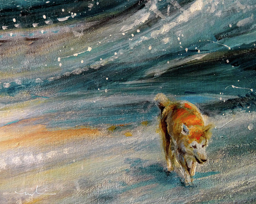 A Lonely Dog 02 Painting by Miki De Goodaboom