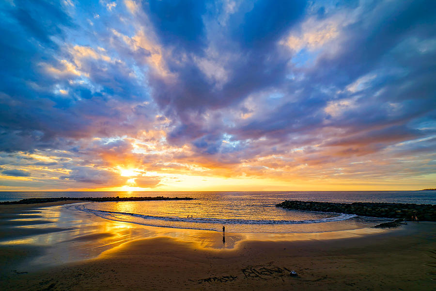 A Lonely Person At Sunset In Tenerife, Spain. Photograph