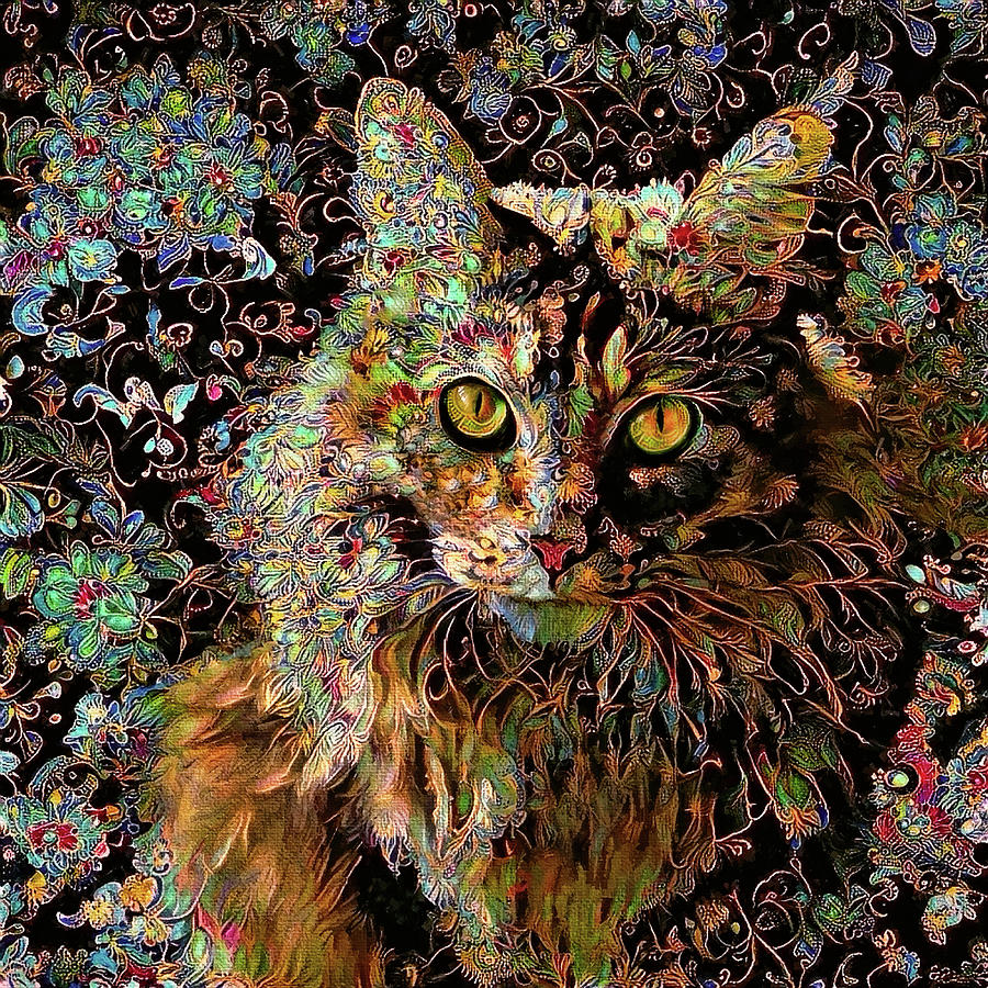 A Long Haired Tabby Cat Named Alfie Digital Art by Peggy Collins