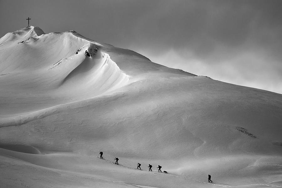 Black And White Photograph - A Long Way Up by Oliver Buchmann