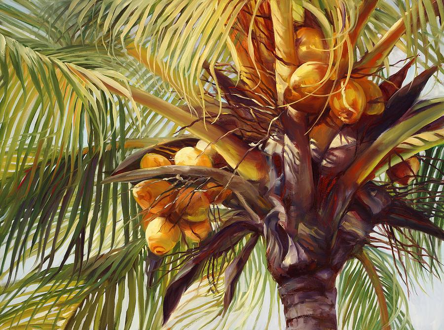 Palm Tree Painting - A lotta nuts by Laurie Snow Hein