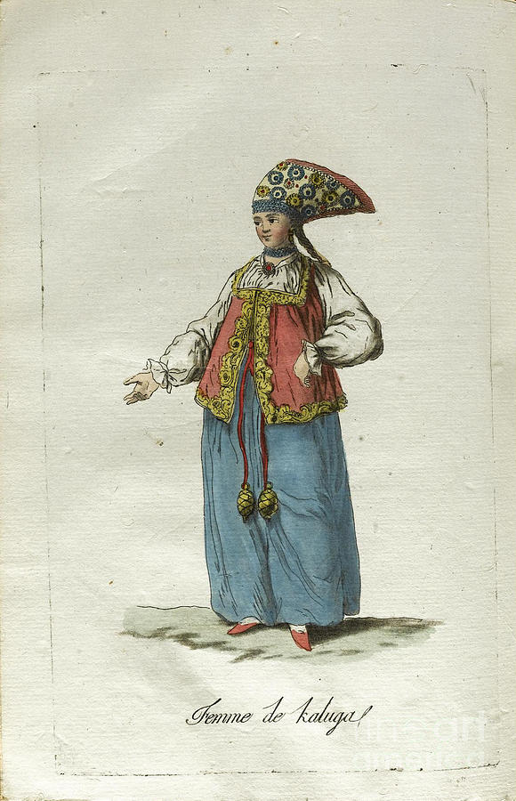 A Maiden From Kaluga In Festive Dress Drawing by Heritage Images