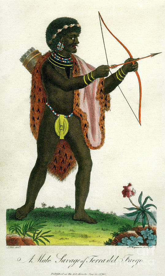 A Male Savage Of Terra Del Fuego Drawing by Print Collector