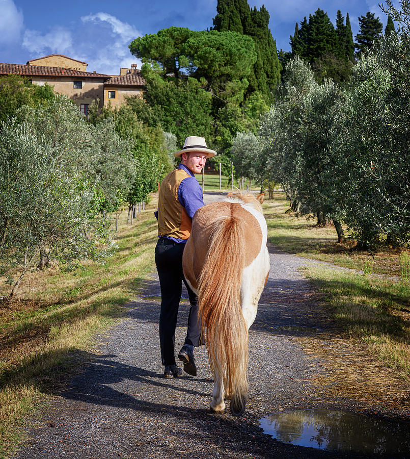 A Man and His Horse Tuscany Italy II Photograph by Joan Carroll