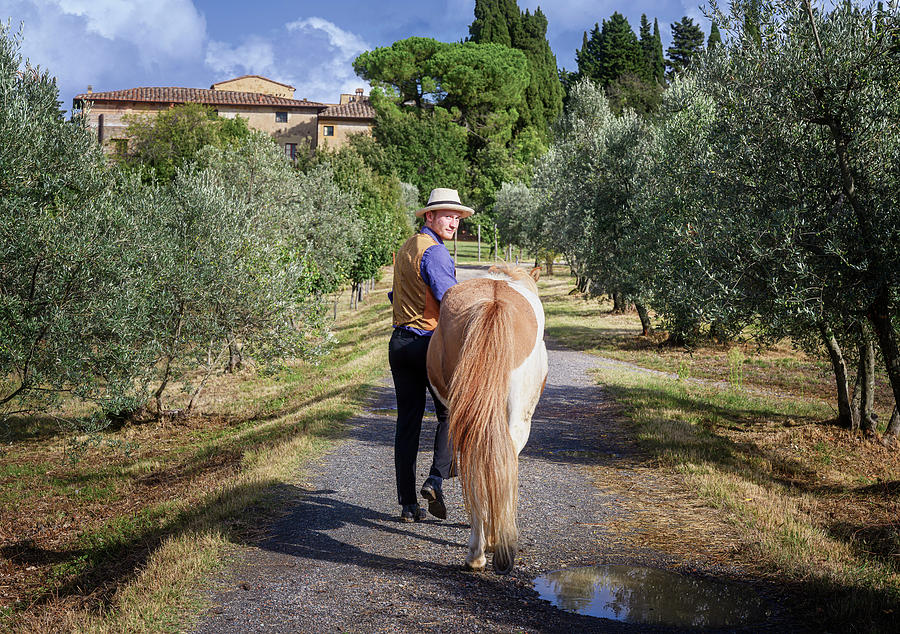 A Man And His Horse Tuscany Italy Photograph