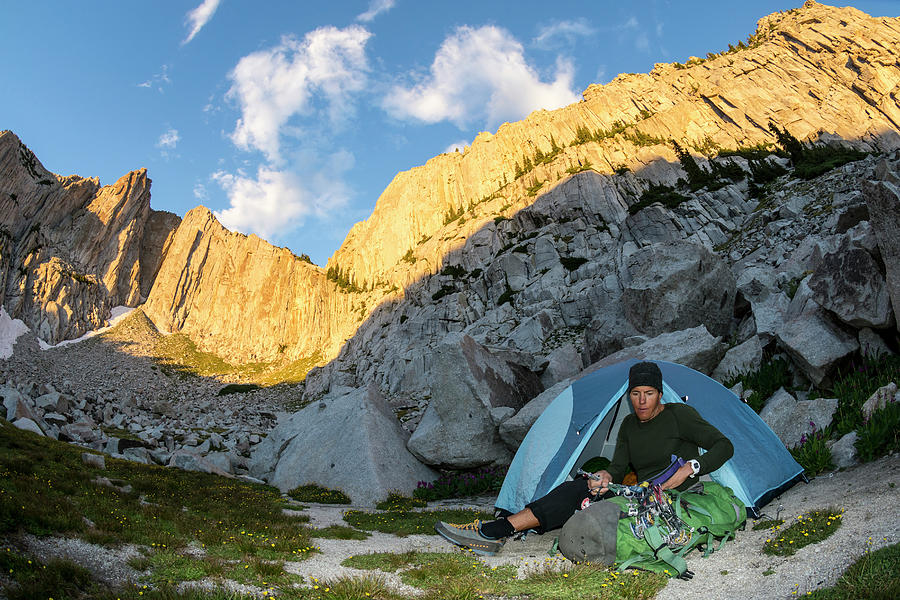 A Man Camping Below Lone Peak, Utah Photograph by Cavan Images - Fine ...