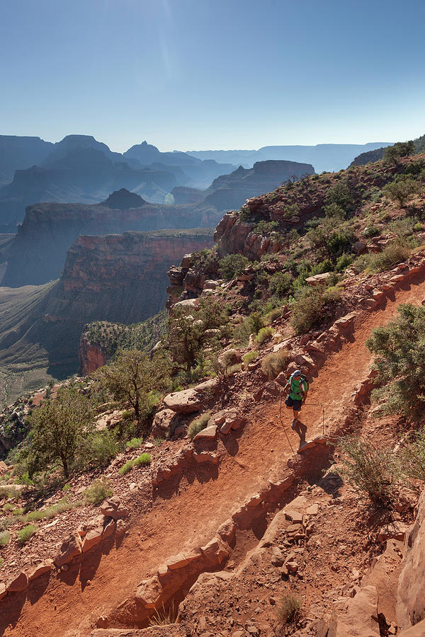 A Man Hiking On A Trail With Canyons In Photograph by Whit Richardson