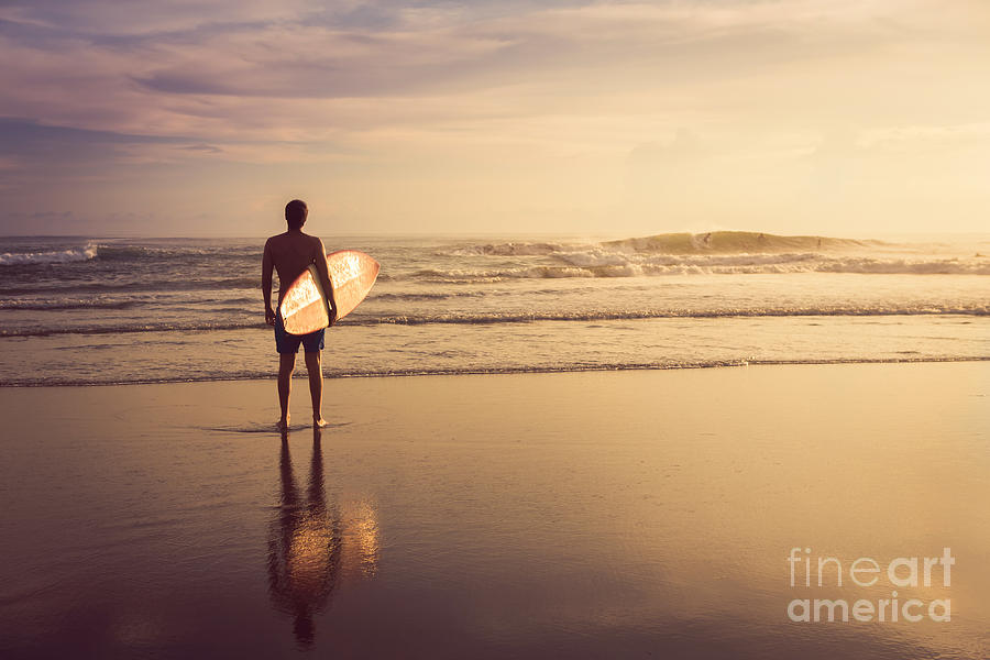Surfing Photograph - A Man Is Standing With A Surf by Mariia Smeshkova Surfing Photograph - A Man Is Standing With A Surf by Mariia Smeshkova