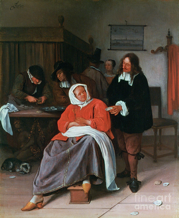 A Man Offering An Oyster To A Woman Drawing by Print Collector