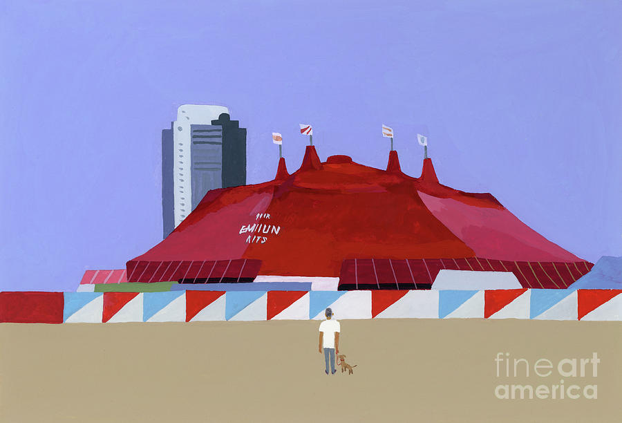 A Man With A Circus Tent And A Dog Painting by Hiroyuki Izutsu