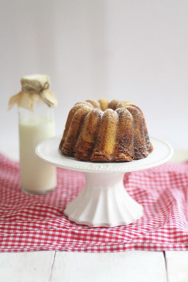 A Marble Cake On A White Cake Stand Photograph by Sylvia E.k Photography
