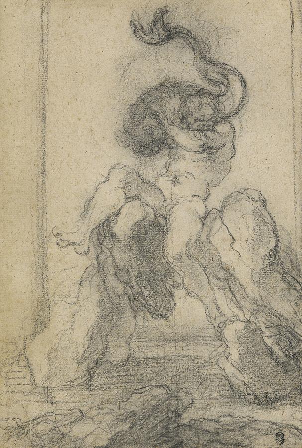 A Marine God With A Dolphin Drawing by Gian Lorenzo Bernini - Fine Art ...