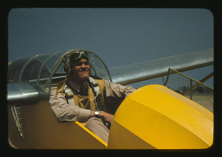 A marine Lieutenant glider pilot waiting for Launch Painting by Palmer, Alfred T