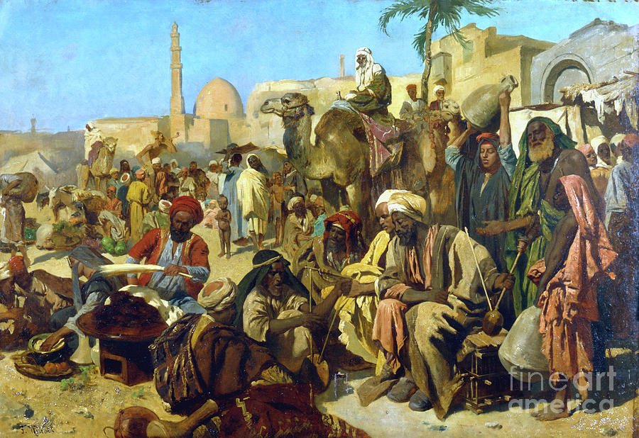 A Market In Cairo, C Late 19th Century Drawing by Print Collector