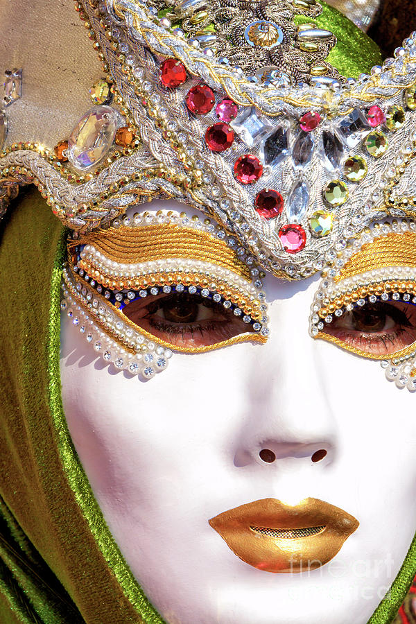 A Mask at the Carnevale di Venezia Photograph by John Rizzuto