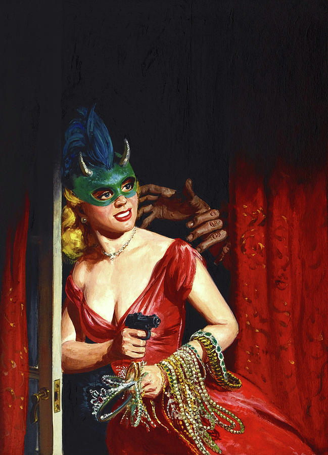 A Masquerading Jewel Thief Painting by Norman Saunders