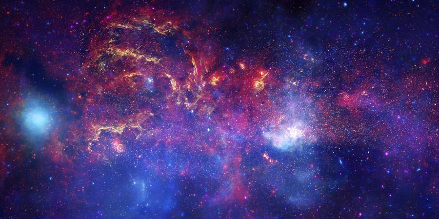 Space Painting - A matched trio of images of the central region of our Milky Way. Original from NASA by Celestial Images