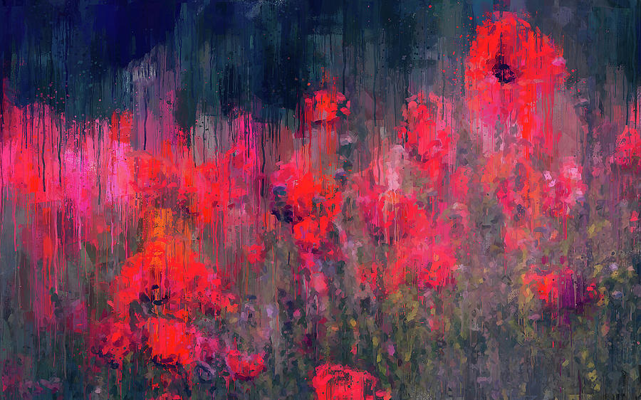 A meadow full of red flowers - 03 Painting by AM FineArtPrints