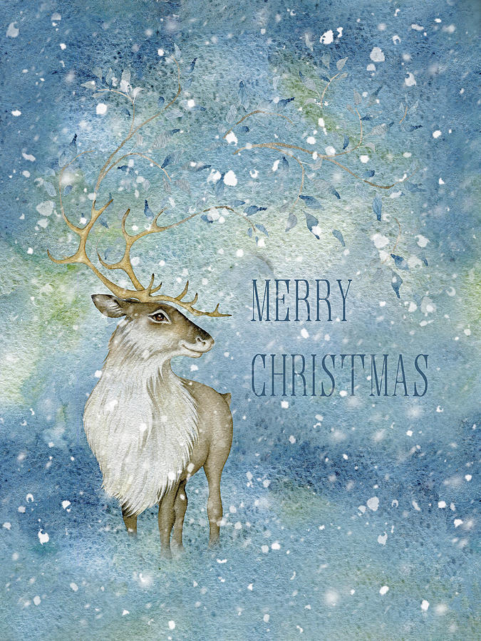 A Merry Christmas Stag Digital Art by HH Photography of Florida