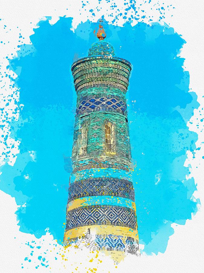 A Minaret  C2019, Watercolor By Adam Asar Painting