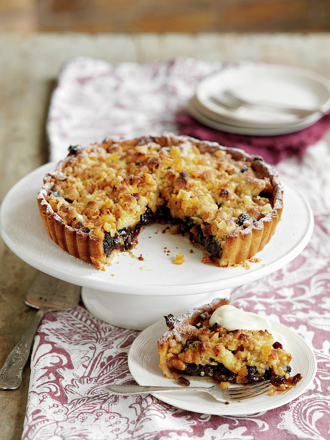 A Mincemeat Crumble Tart With Pears Photograph by Gareth Morgans