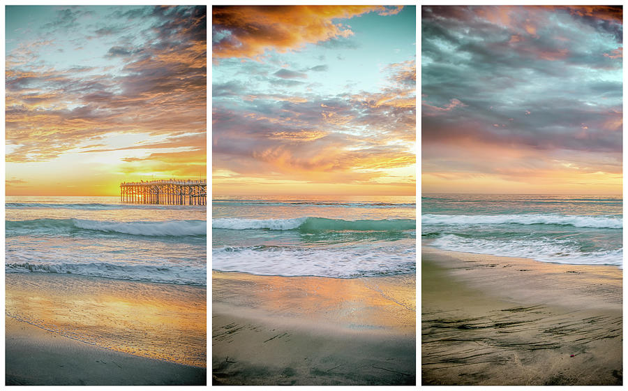 San Diego Photograph - A Mission Beach Sunset Triptych by Joseph S Giacalone