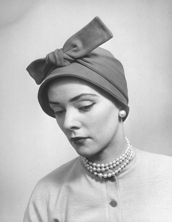 A Model Posing In A Bonnet Styled Hat Wi Photograph by Nina Leen A Model Posing In A Bonnet Styled Hat Wi Photograph by Nina Leen