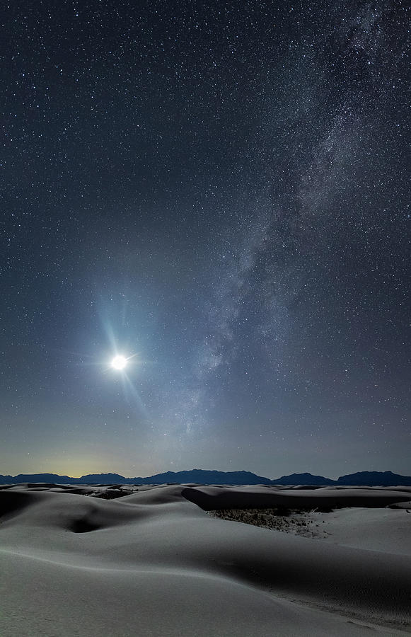 A moonlit night in White Sands Photograph by Roman Kurywczak