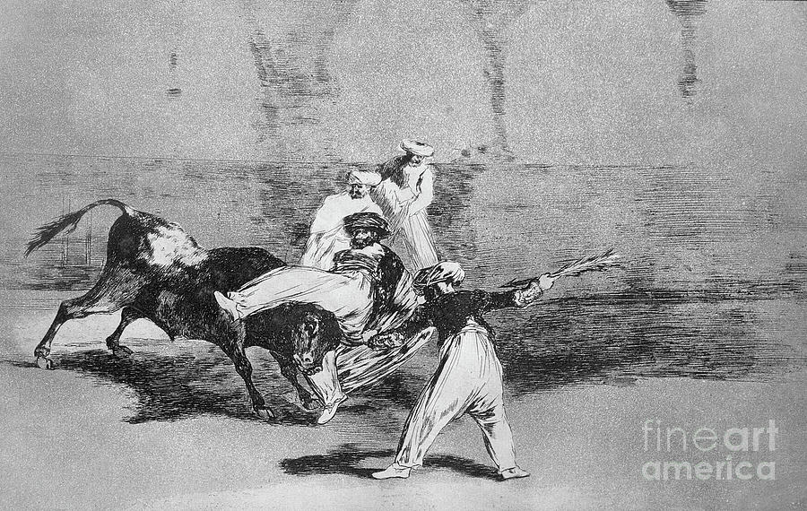 A Moor Caught By The Bull In The Ring By Goya Painting by Goya