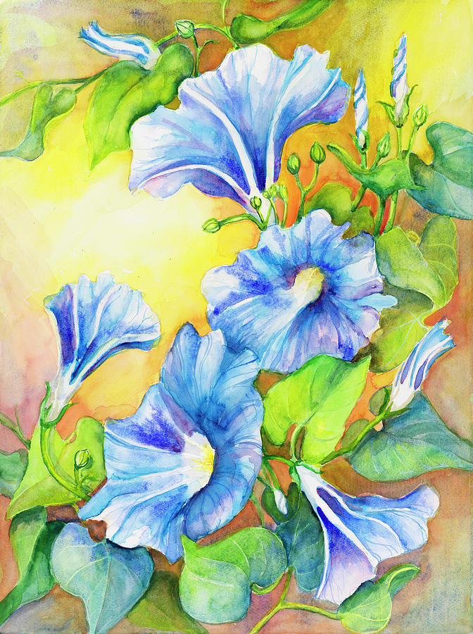 Flowers Still Life Painting - A Morning Glory Vine by Joanne Porter