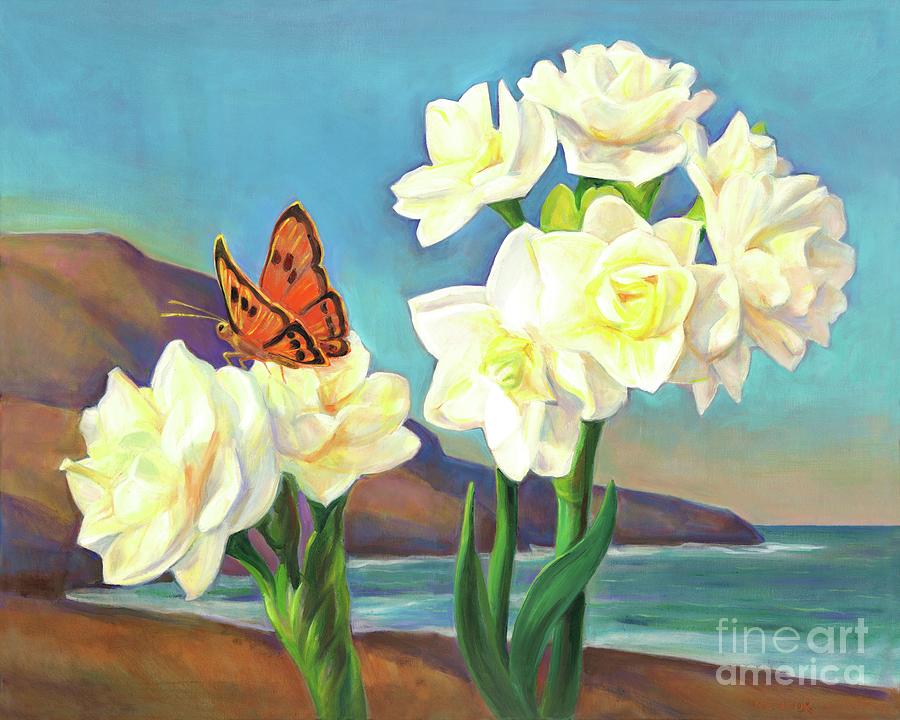 Flower Painting - A Morning Greeting From Narcissus Flowers by Svitozar Nenyuk
