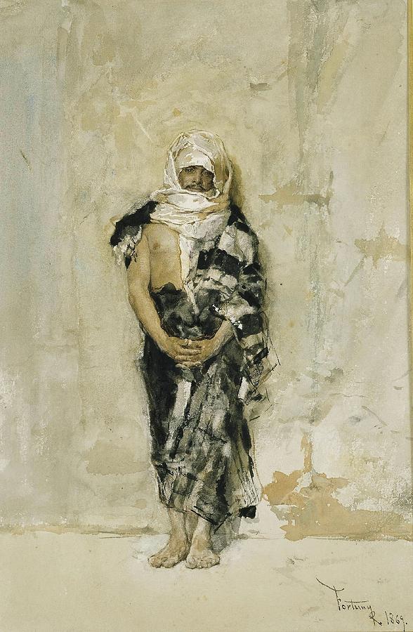 A Moroccan. 1869. Watercolour on paper. Painting by Mariano Fortuny y Marsal -1838-1874-