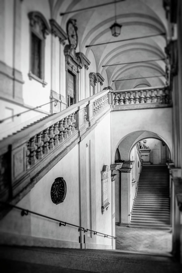 A Most Elegant Staircase Milan Italy Black and White Photograph by Carol Japp