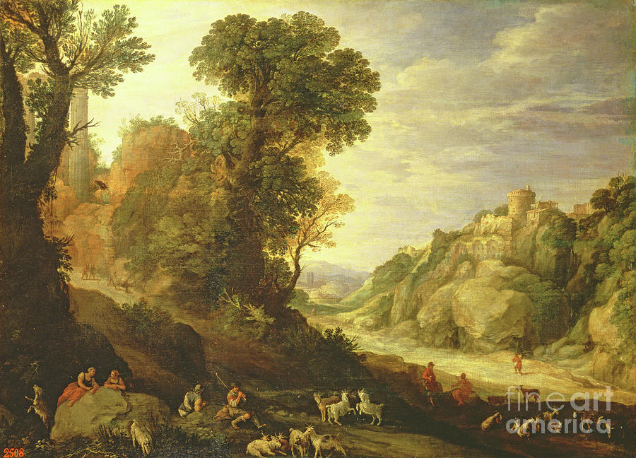 A Mountain Landscape, 1626 Painting by Paul Brill Or Bril