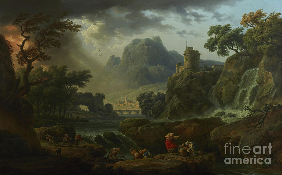 Claude Joseph Vernet Painting - A Mountain Landscape With An Approaching Storm, 1775 by Claude Joseph Vernet