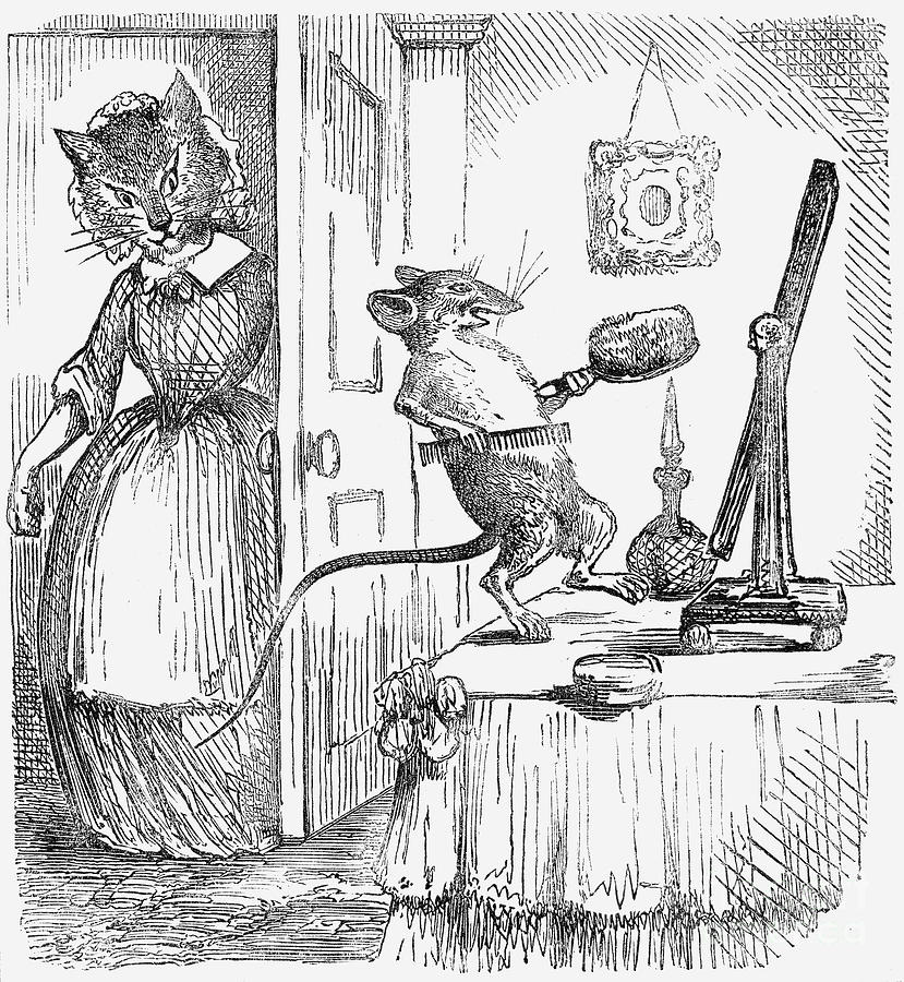 A Mouse On A Dressingtable, 1859 Drawing by Print Collector