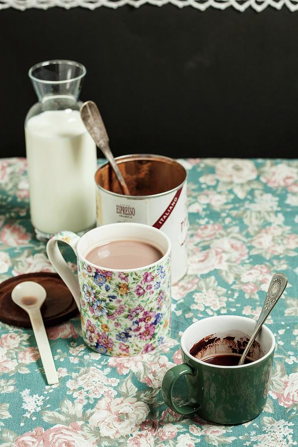 A Mug Of Cocoa, Milk And Cocoa Powder Photograph by Anna Grudzinska-sarna